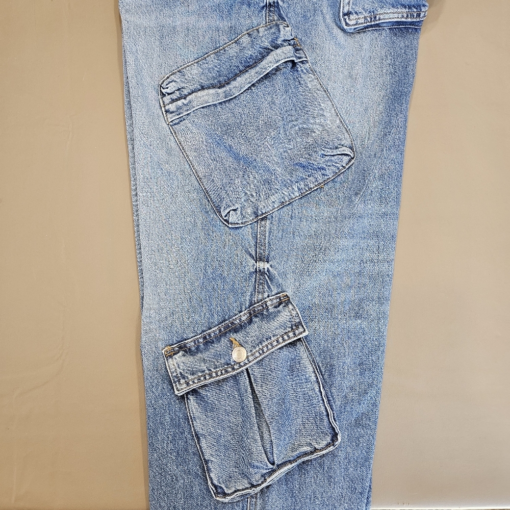 Super Baggy Cargo Denim Jeans By Cotton On Sz 14 - Picture 11 of 16